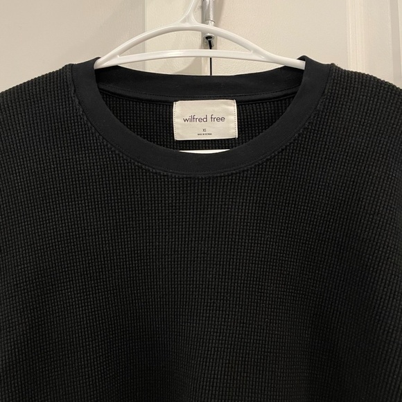 Black Aritzia Wilfred Free Waffle Knit Long Sleeve Shirt - Picture 7 of 7